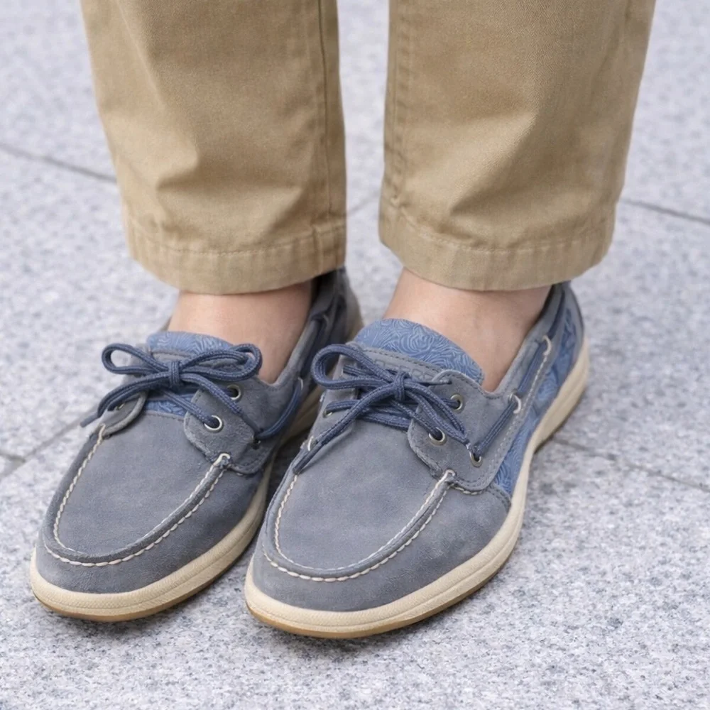 Sperry Top-Sider Blue Gray Leather Boat Shoes Women’s Size 7